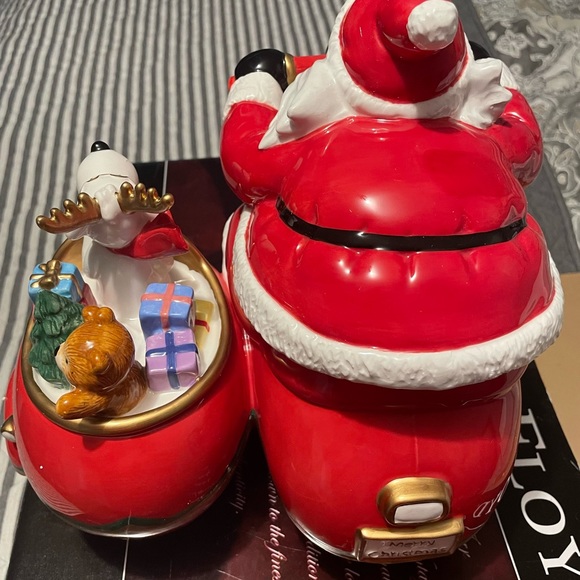 Fitz and Floyd Santa on a Motorcycle Cookie Jar limited edition rare Christmas - Picture 4 of 13